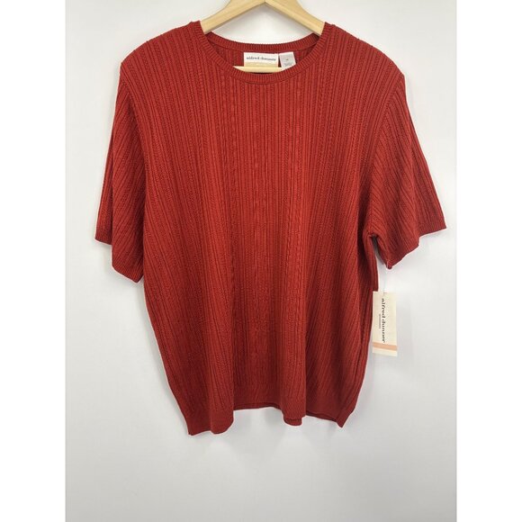 Alfred Dunner Knit Sweater Top Short Sleeve Rust Brown 2X NEW - Picture 1 of 5